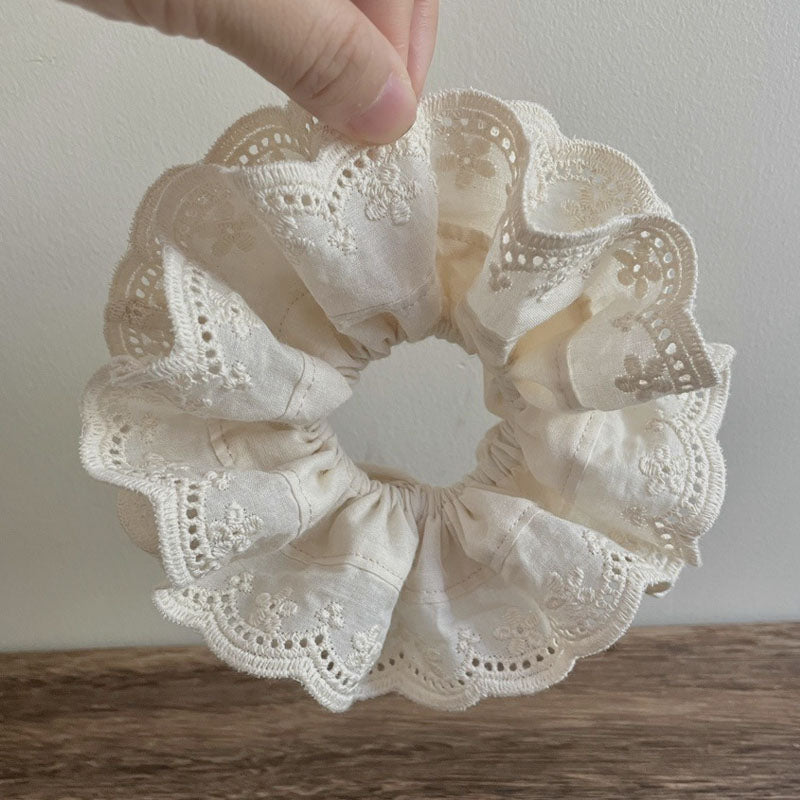 Lace Embroidery Hair Scrunchie - DippedShop Wholesale - #5363