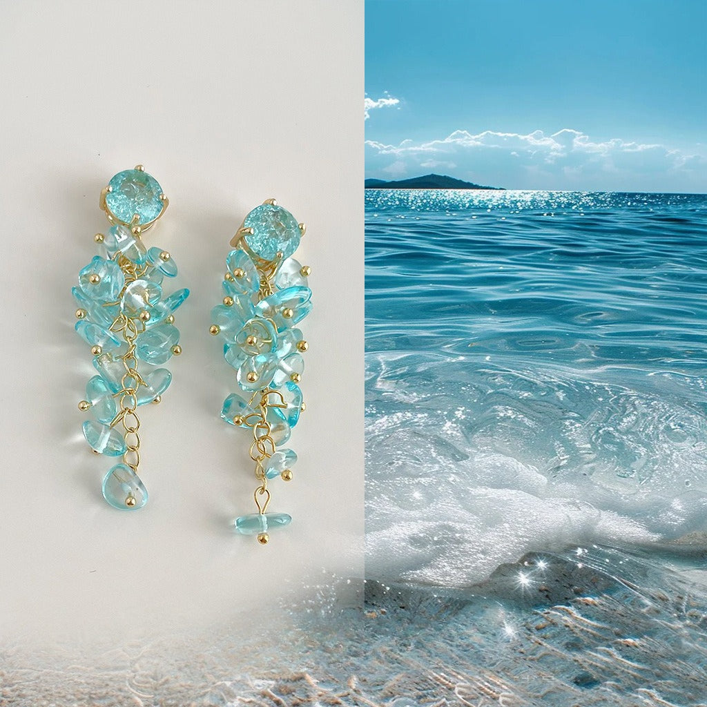 Transparent Glass Beaded Earrings - DippedShop Wholesale - #9651
