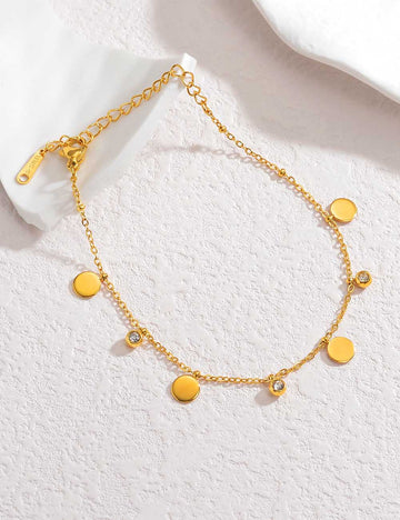 Simple Gold Plated Adjustable Chain Anklet 8ZA6JAB15