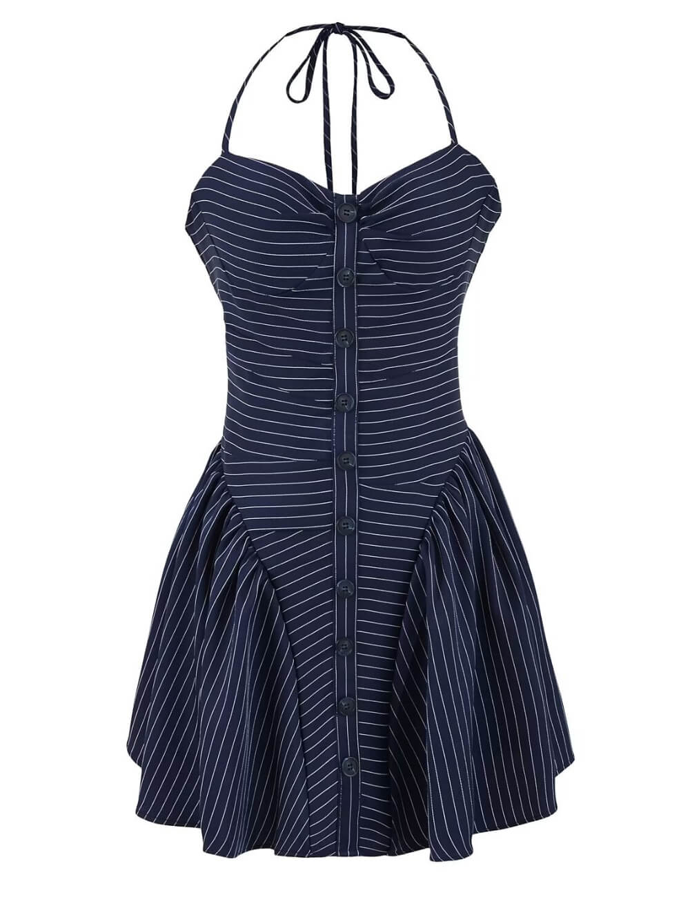 Simple Striped Halter Tie Back Mini Dresses DP25D443