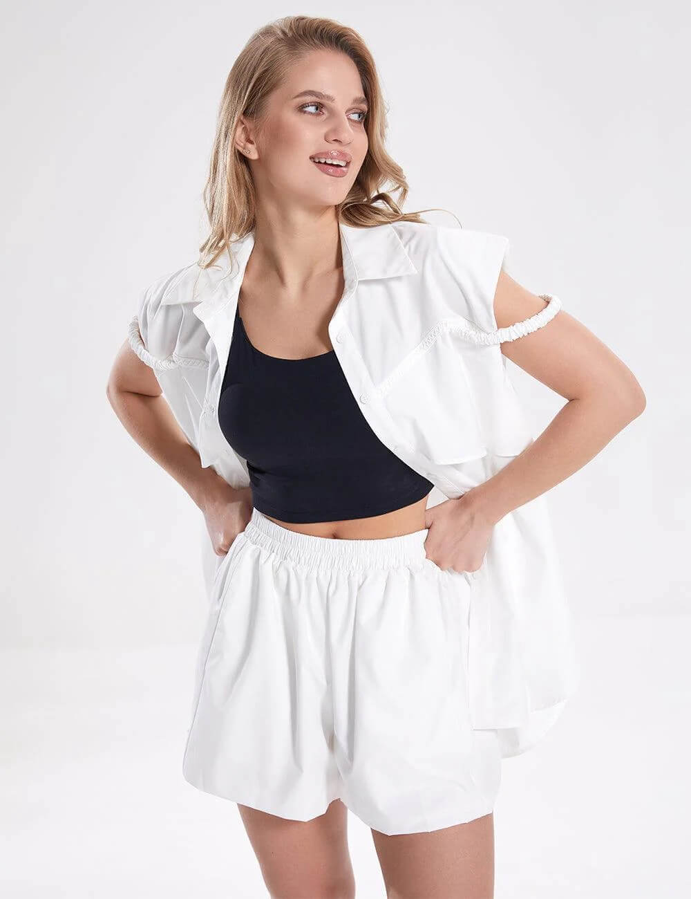 Sleeveless Shirt Shorts Set - DippedShop Wholesale - #2467
