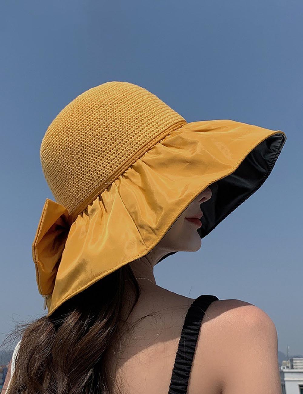 Eleagnt Bow Knot Outdoor Wide Brim Sun Hat 8BK6HAT161T