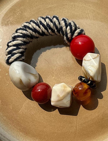 Striped Resin Bead Bracelet - DippedShop Wholesale - #8035