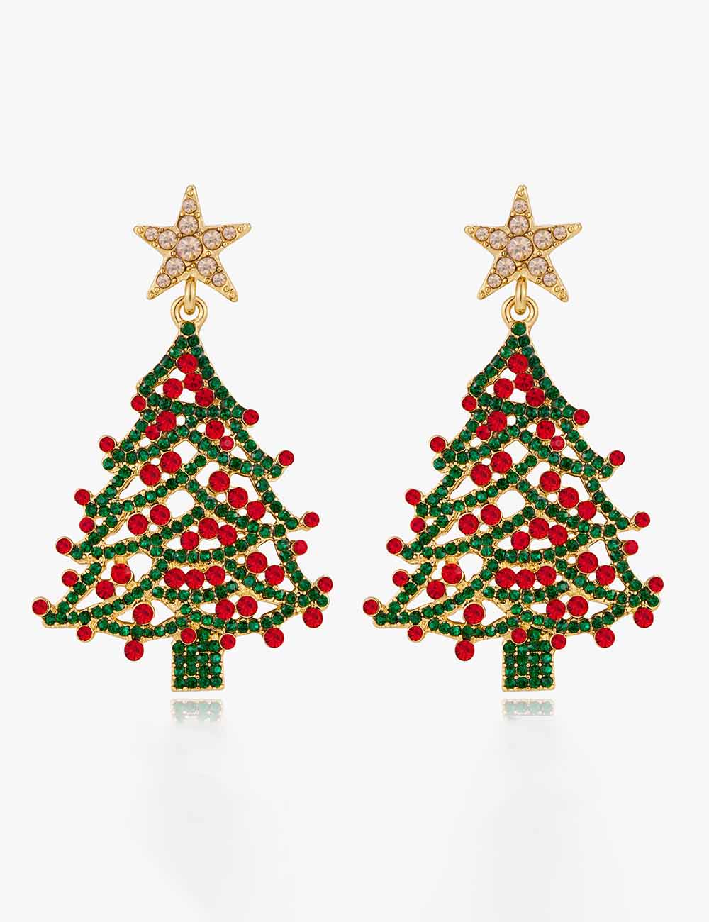 Stylish Hollow Rhinestone Christmas Tree Dangle Earrings DP25G792