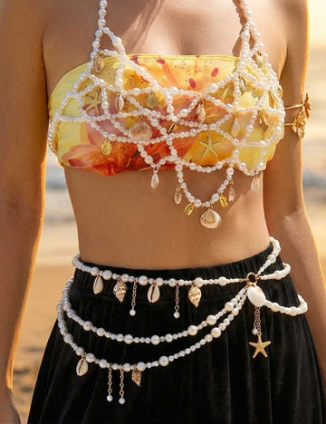 Beach Shell Starfish Layered Link Waist Chain 8ZA6JBC100T