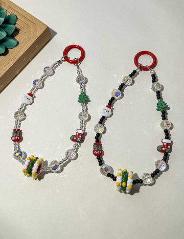 Cute Christmas Crystal Beaded Phone Charm DP25G762