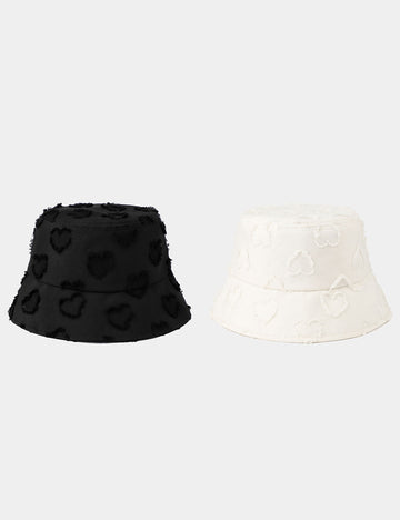 Fashion Distressed Frayed Heart  Versatile Bucket Hat 8BK6HAT182L