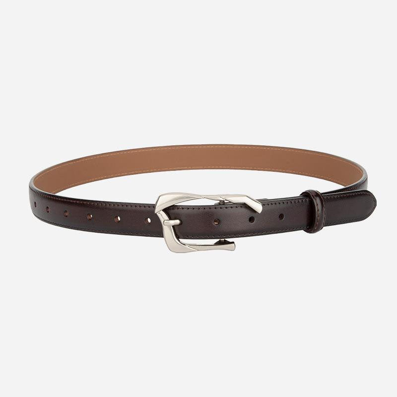 Trendy Unique Metal Buckle Skinny Leather Belt MK2LEEP6W6JBT33