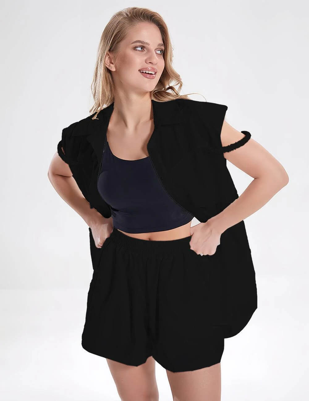 Sleeveless Shirt Shorts Set - DippedShop Wholesale - #8451