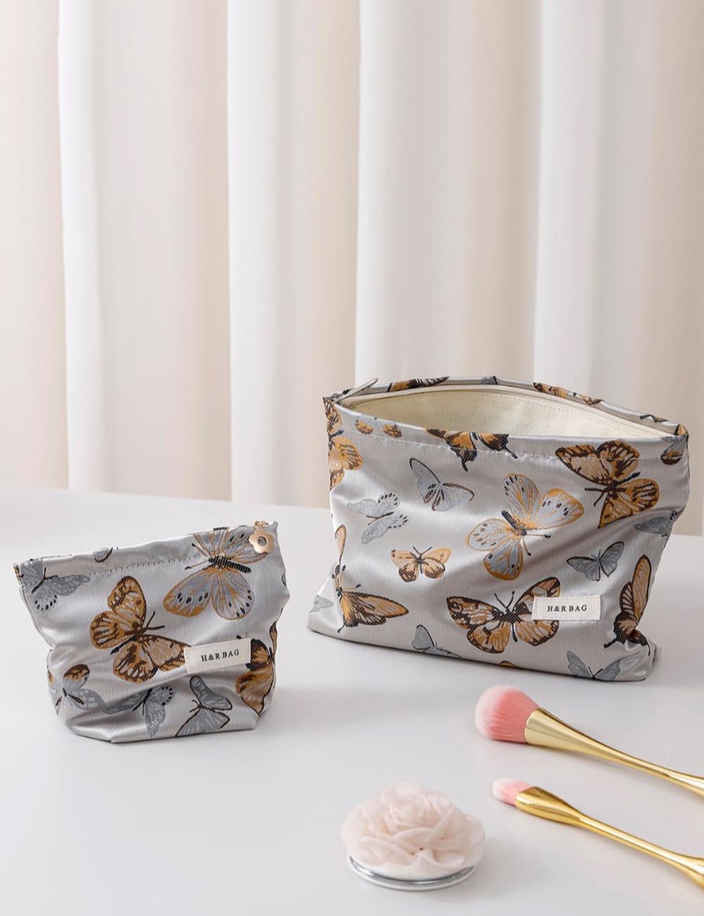 Vintage Butterfly Print Portable Makeup Bag DP25E564