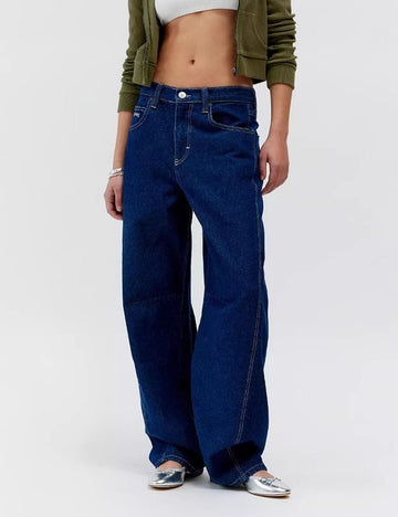 Vintage Washed Low Rise Straight Leg Jeans DP25G693