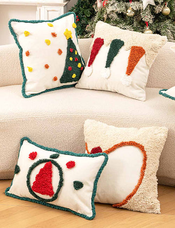 Minimalist Plush Embroidery Christmas Throw Pillow Case DP25H464