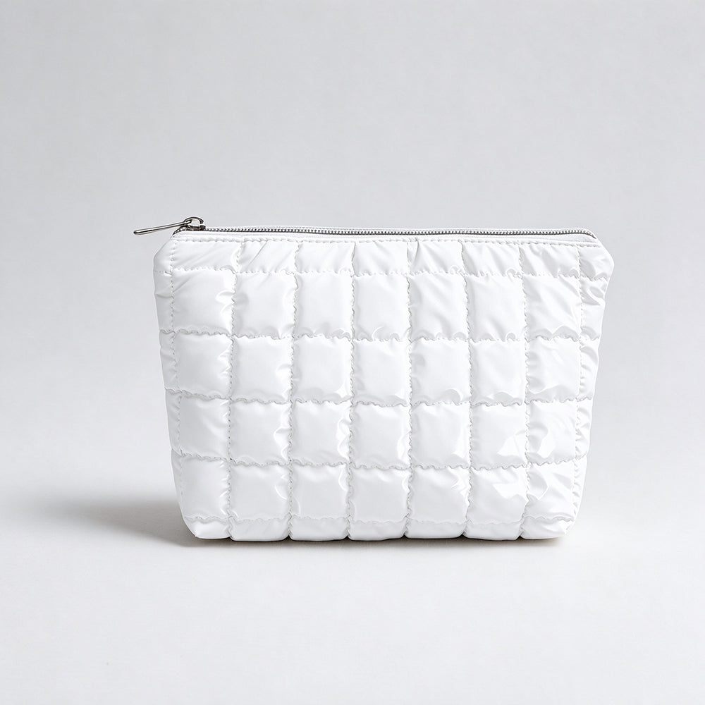 Minimalist Solid Color Quilt Shell Cosmetic Bag 6C5CO271