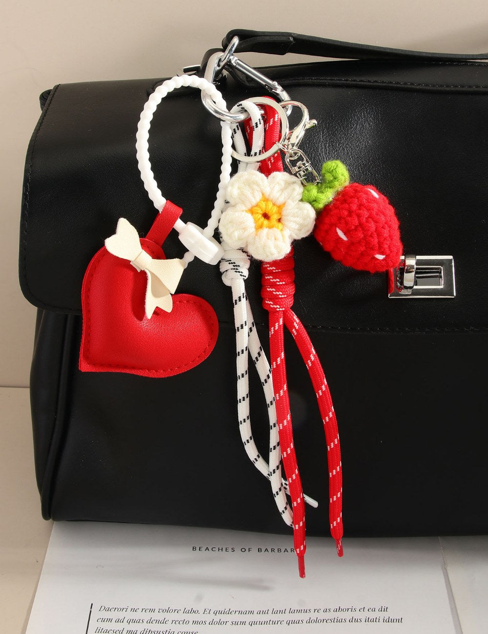 Strawberry Flower Rope Braided Bag Charms DP25B535