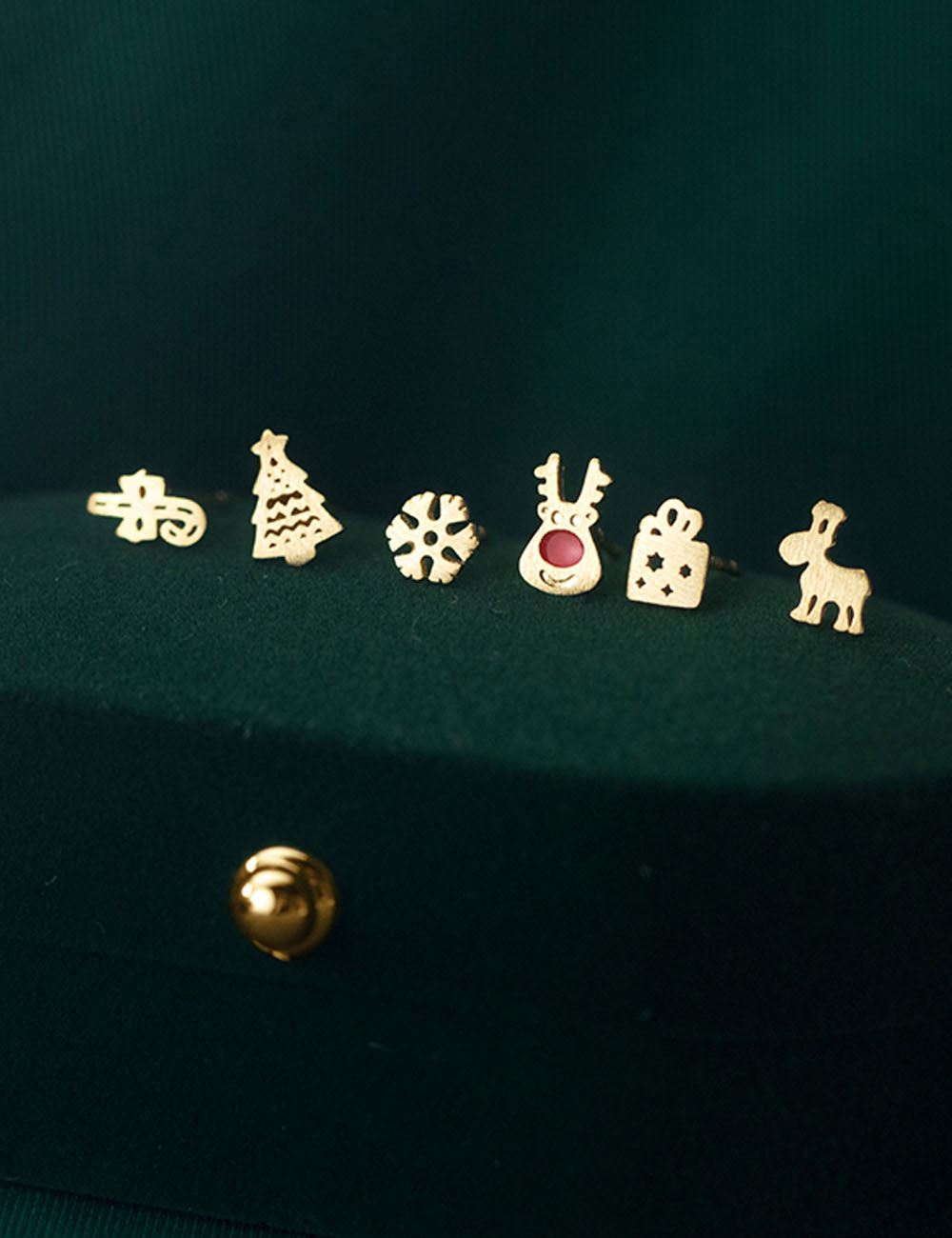 Cute Silver Mini Reindeer Christmas Earrings Set DP25G798