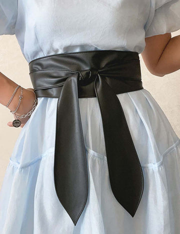 Trendy Wrap Wide Cinch PU Obi Belt DP25G558