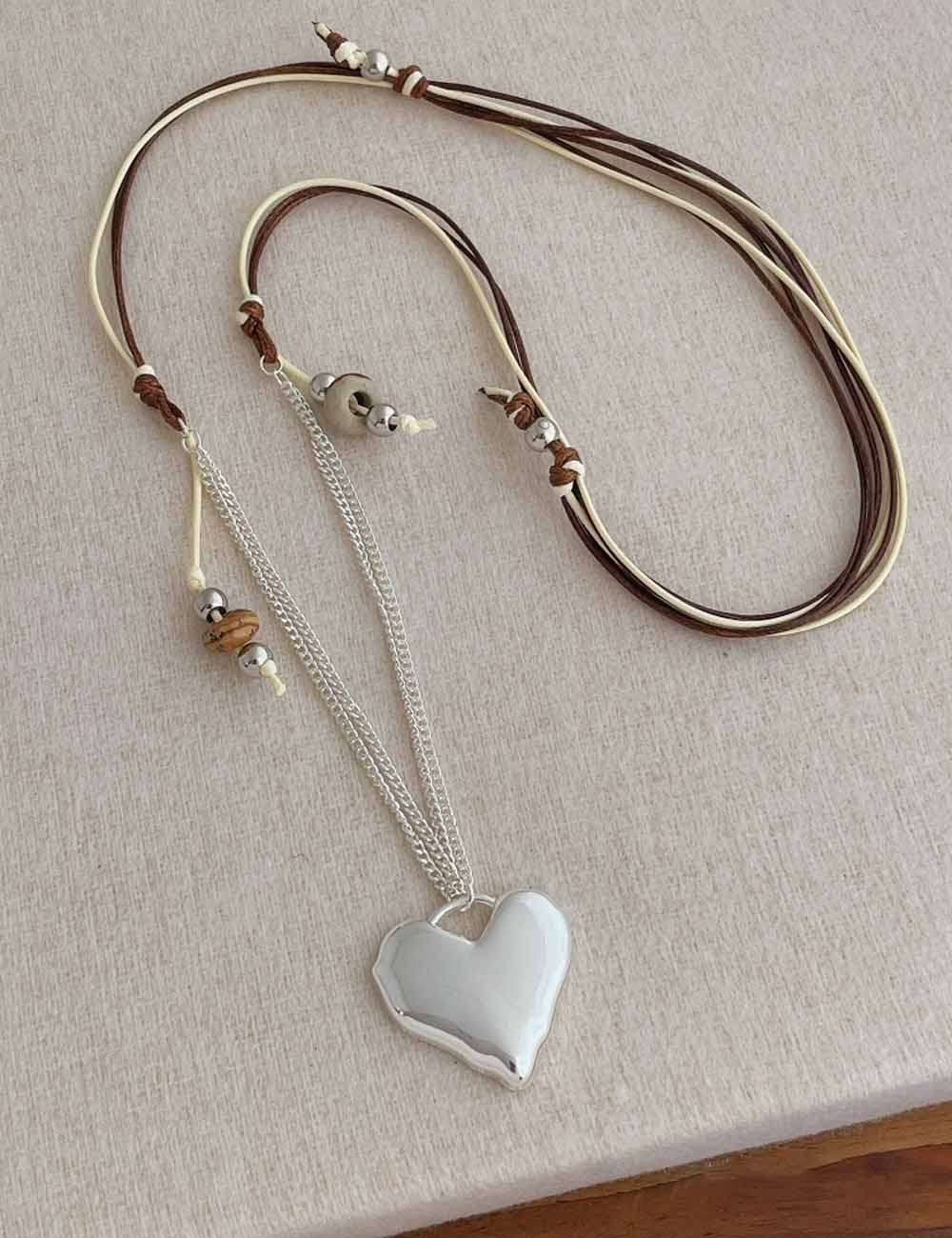 Heart Pendant Adjustable Necklace - DippedShop Wholesale - #4499