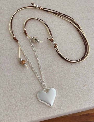 Heart Pendant Adjustable Necklace - DippedShop Wholesale - #4499