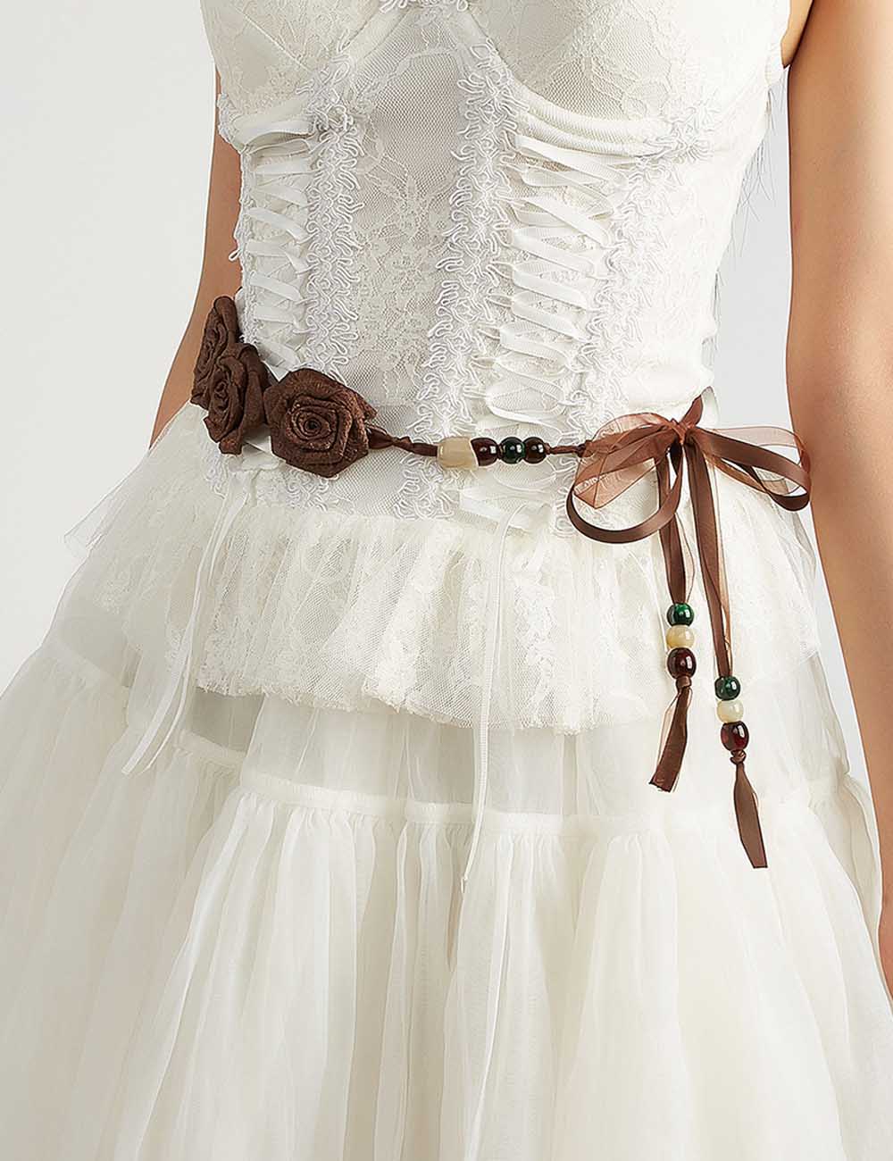 Boho Flower Rope Braided Dress Waist Belt MK2LEEP6W6JBT53