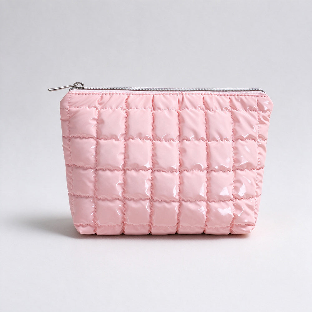 Minimalist Solid Color Quilt Shell Cosmetic Bag 6C5CO271