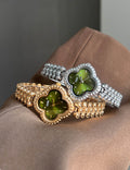 Trendy Lucky Clover Rhinestone Bracelet Quartz Watch MK2SSAS6W6JWA04