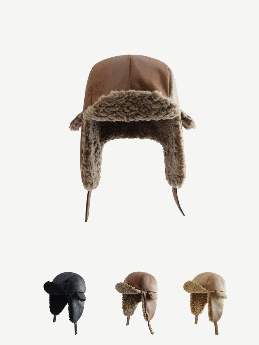 Vintage Distressed Leather Teddy Hat DPH1324