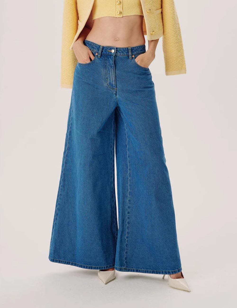 Retro High Waist Wide Leg Flared Jeans DP25G691