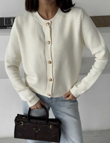 Elegant Knit Solid Color Button Down Cardigan DP25G919