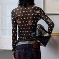 Crew Neck Polka Dot Crop Top - DippedShop Wholesale - #3987