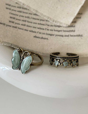 Vintage Butterfly Flower Ring - DippedShop Wholesale - #8339
