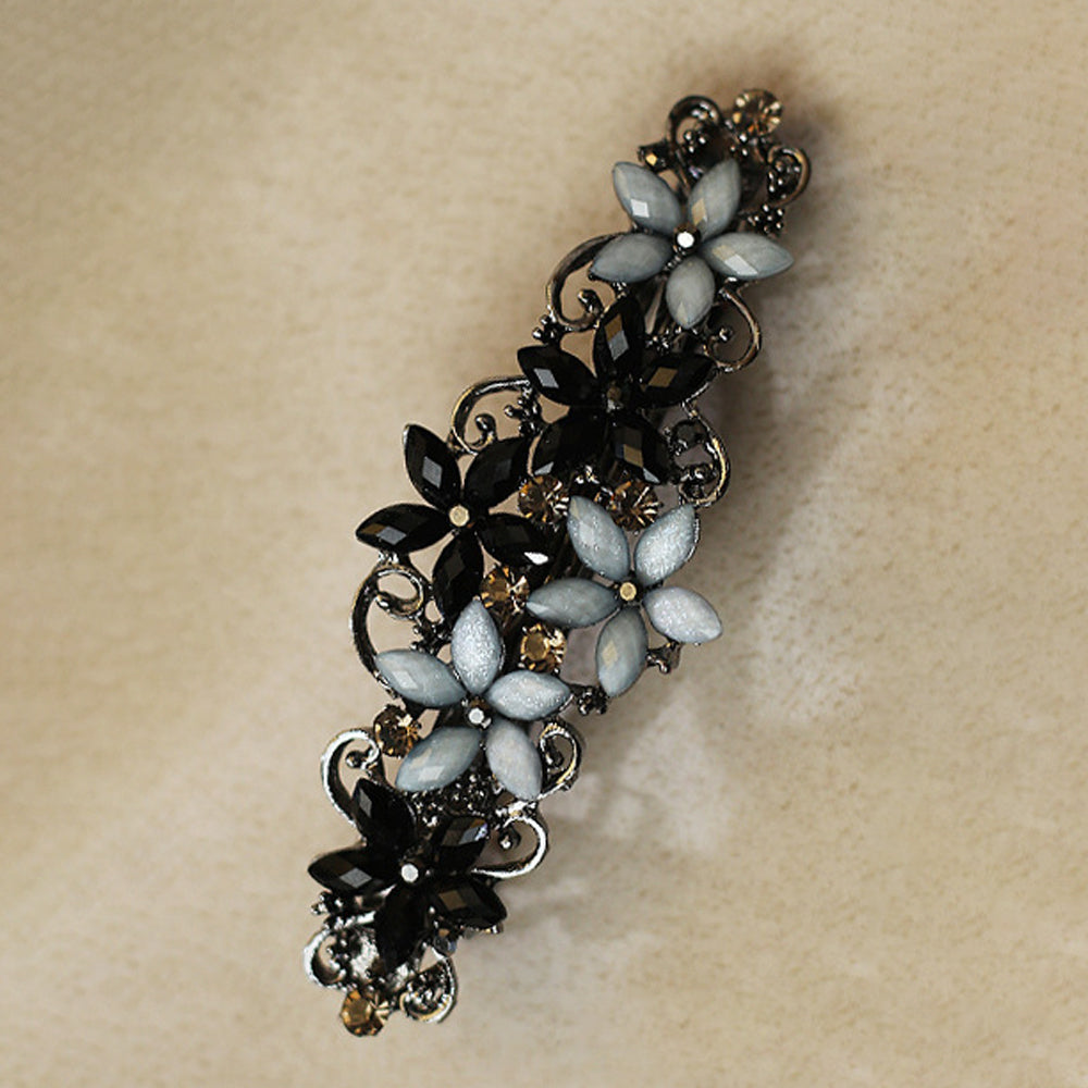 Rhinestone Flower Hair Barrette - DippedShop Wholesale - #8099