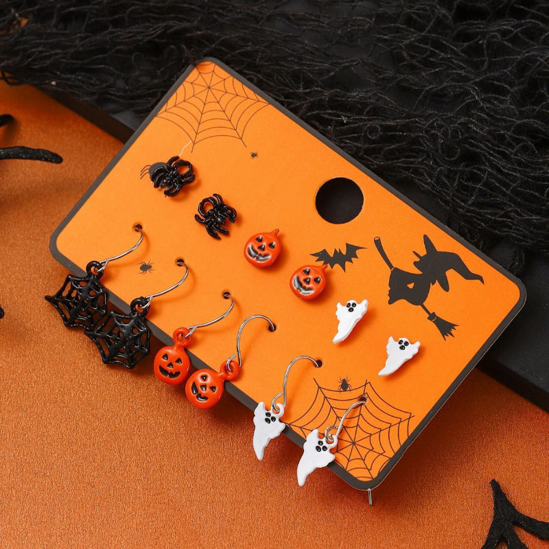 5+ Ghost Pumpkin Cartoon Halloween Earrings DPJE2740