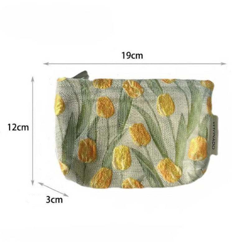 Vintage Tulip Jacquard Large Capacity Makeup Bag MK2BW6W10BOB387