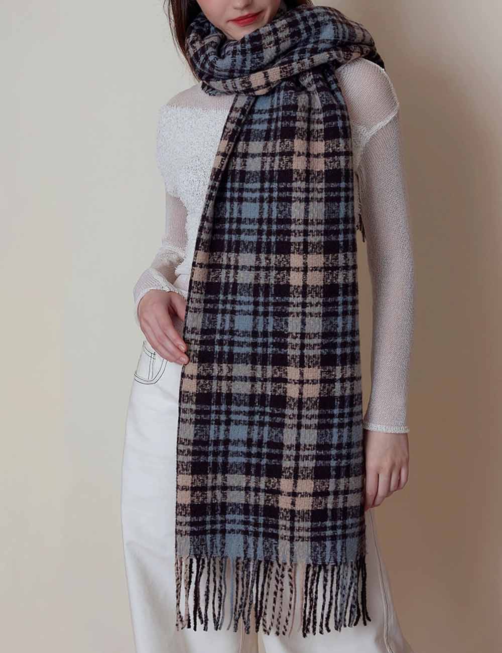 Vintage Plaid Warm Tassel Warm Scarf DP25F618