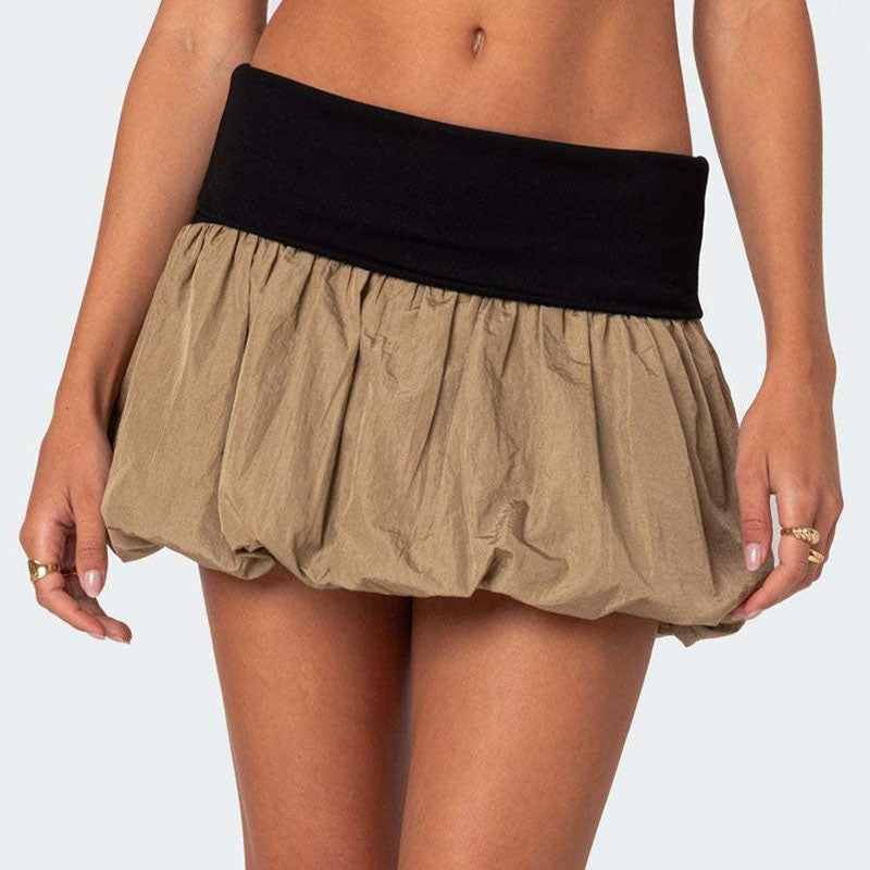 Puffy Color Block Slim Mini Skirt DP25F421