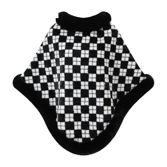 Plaid Faux Fur Poncho Cape - DippedShop Wholesale - #5971