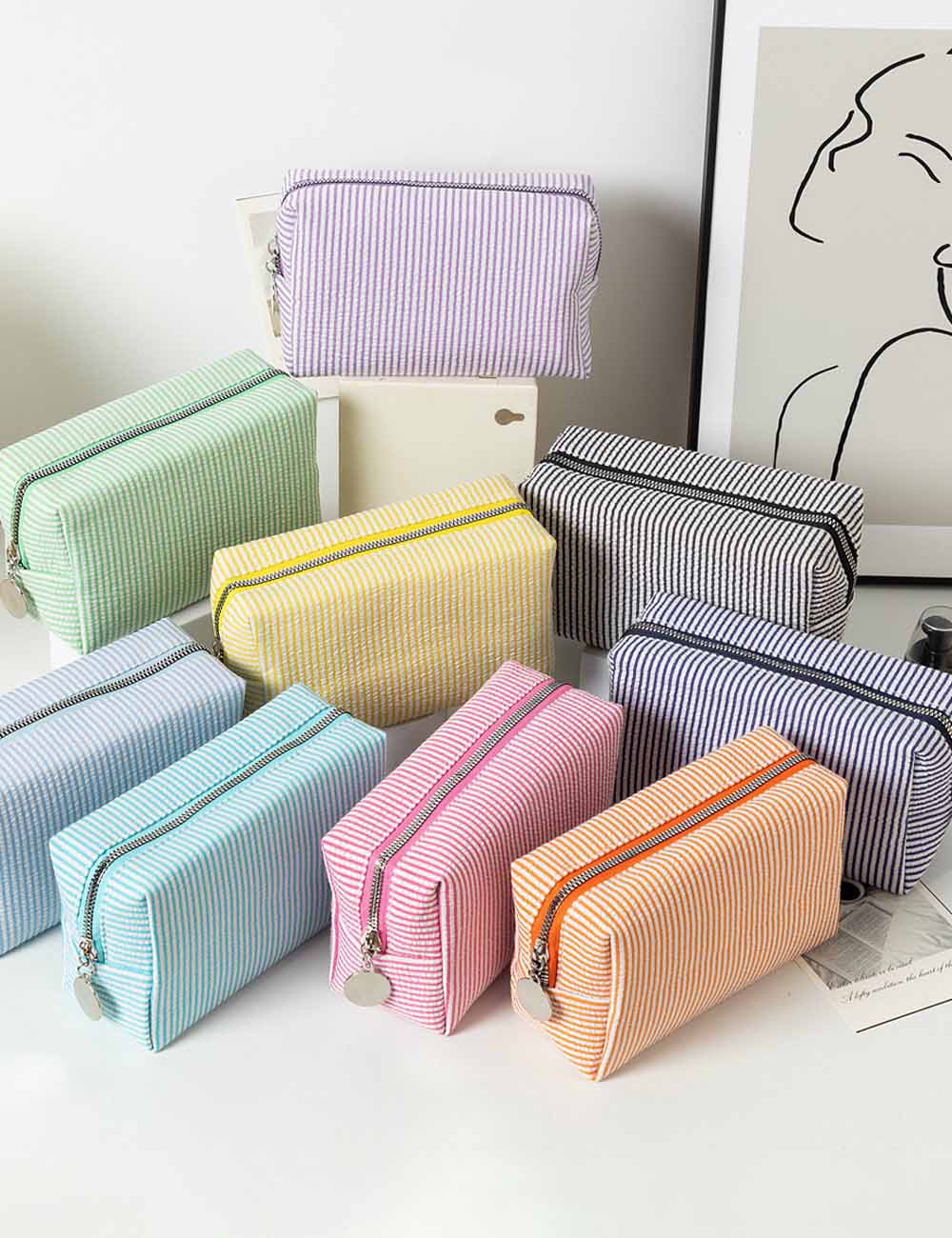 Color Block Cosmetic Bag - DippedShop Wholesale - #8771