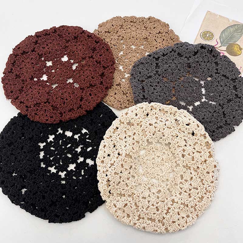 Handmade Crochet Hollow Out Knit Beret Hat MK2CK6W6HAT66