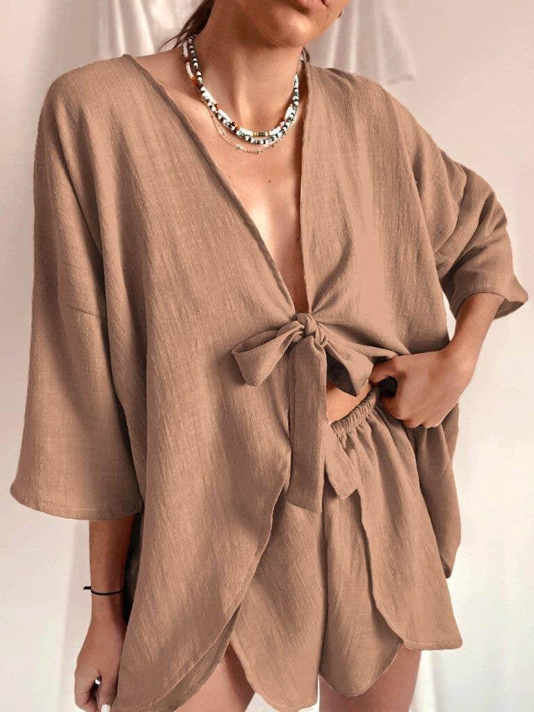String Tie Shirt and Shorts - DippedShop Wholesale - #0803