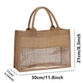 Burlap Tote Bag With Clear PVC - DippedShop Wholesale - #6035
