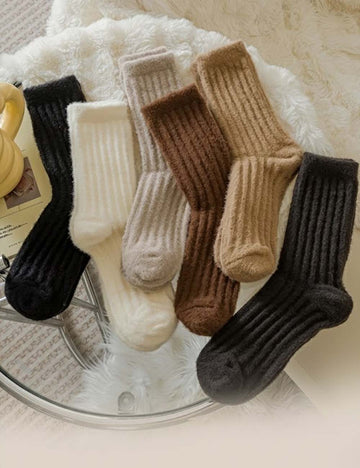 Solid Color Thicken Cashmere Plush Crew Socks DP25H522