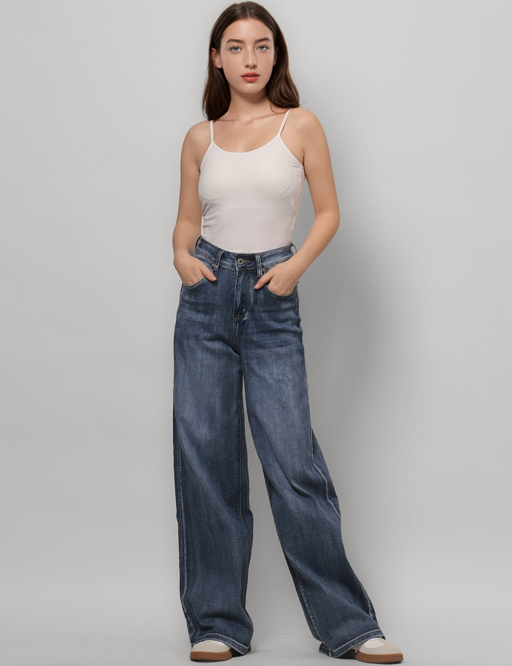 Distressed Mid-Rise Denim Pant Straight Leg Jeans DPP4824