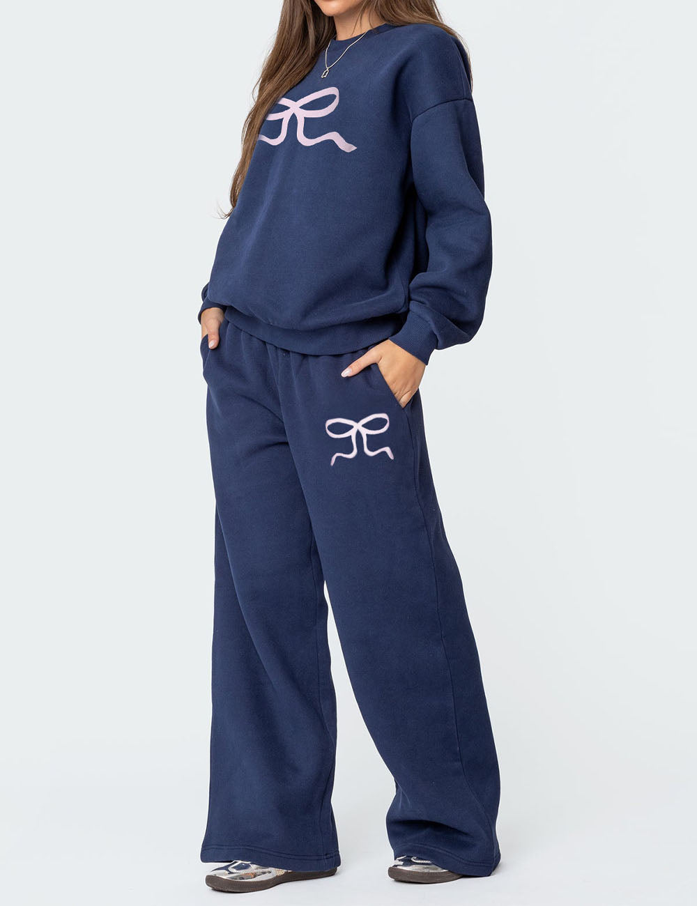 Casual Long Sleeve Thickened Sweatshirt Pants Set DP25F539