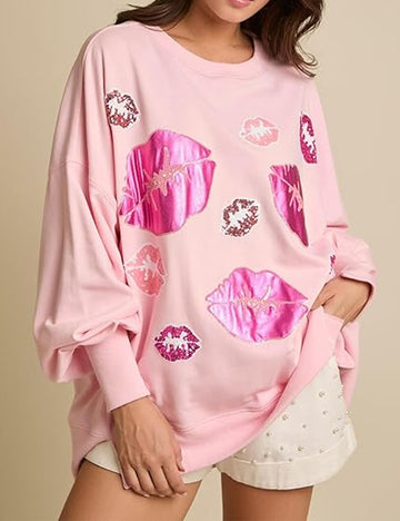 Sequins Lip Sweatshirt - DippedShop Wholesale - #5139