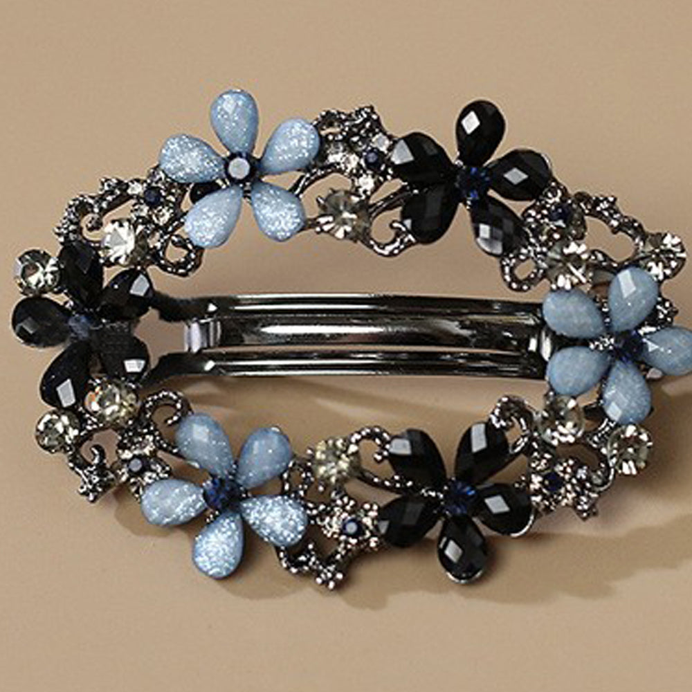 Rhinestone Flower Hair Barrette - DippedShop Wholesale - #3635