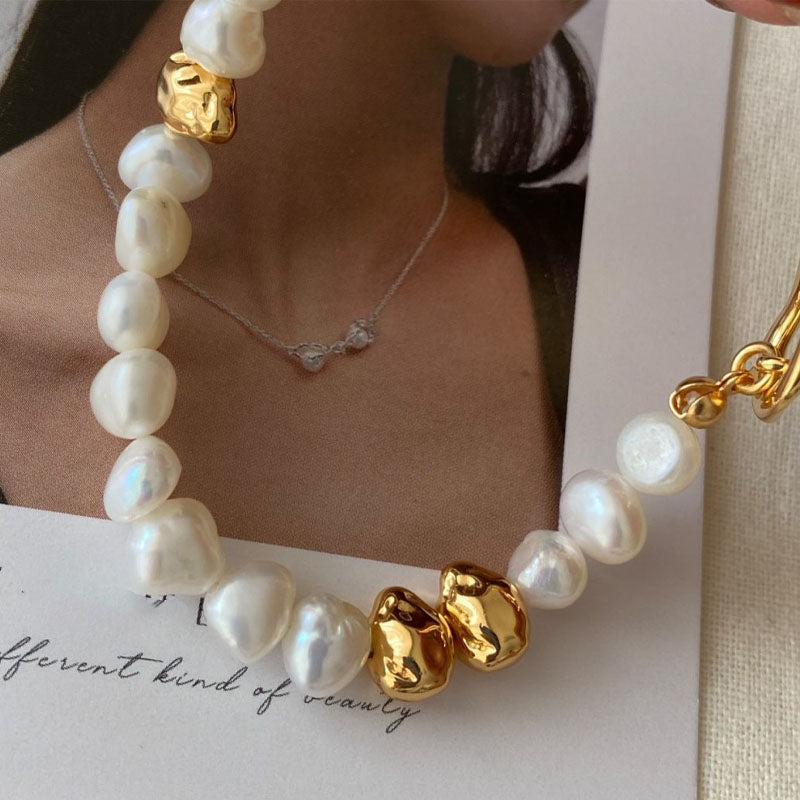 Baroque Pearl Chain Bracelet - DippedShop Wholesale - #8659