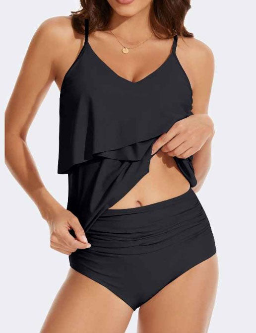 Ruffle Spaghetti Top Buttom Swimwear Set PG709
