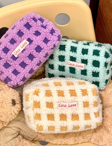 Waffle Checkerboard Plush Makeup Bag DPB2509