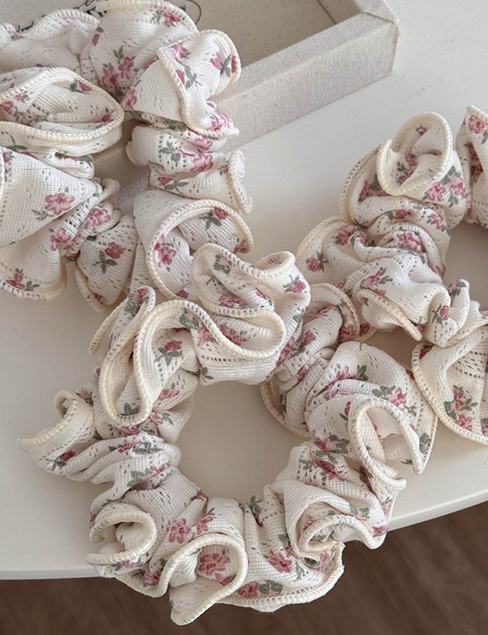 Beige Lace Floral Hair Ties - DippedShop Wholesale - #5763