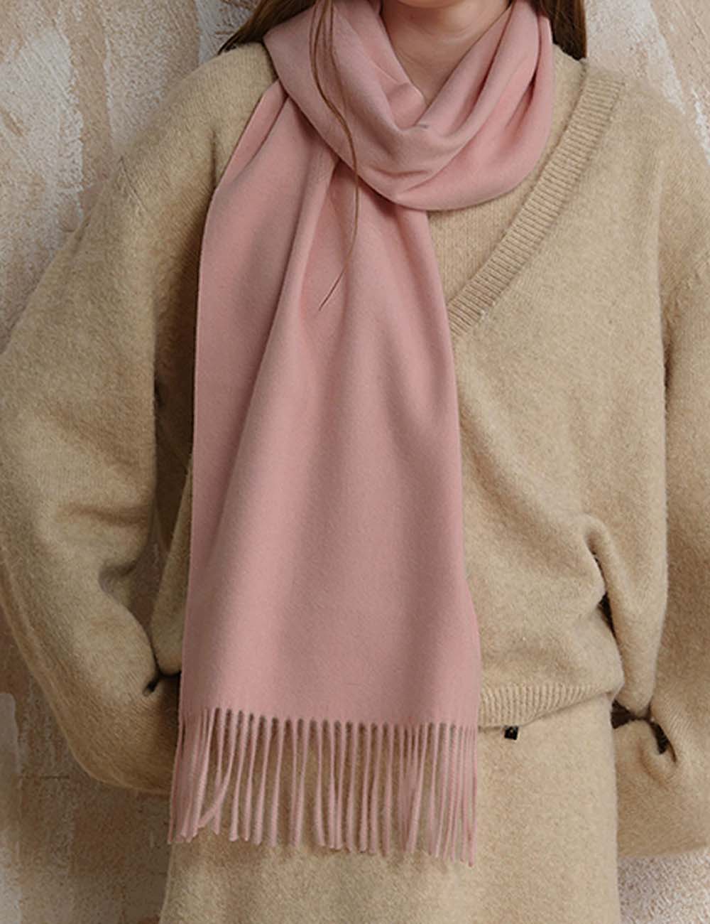 Tassel Simple Warm Wool Solid Color Scarf DP25F630